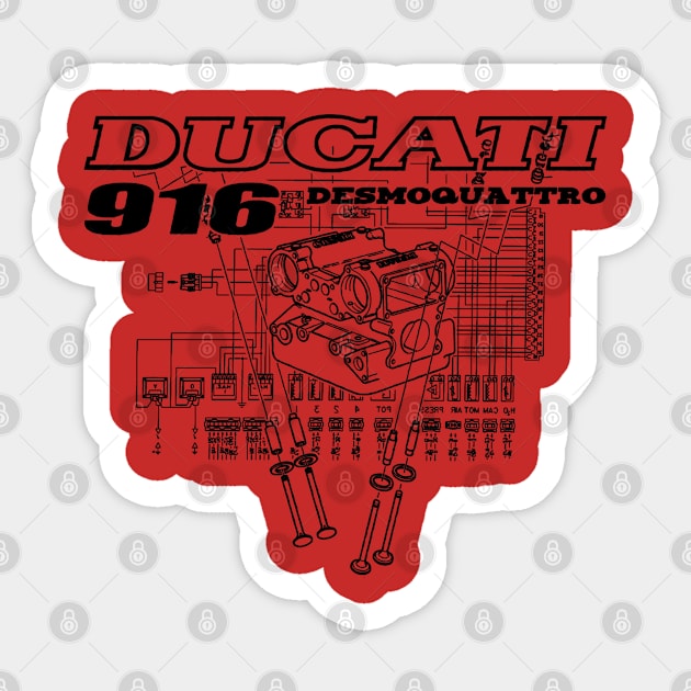 Ducati 916 Desmoquattro Collage - Black Design Sticker by Erics75218